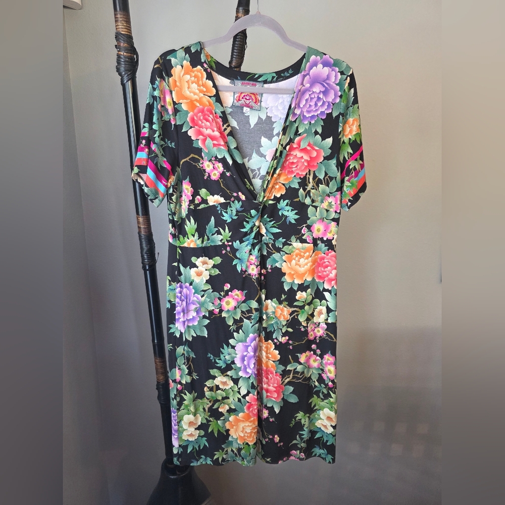 Johnny Was Floral V-Neck Dress